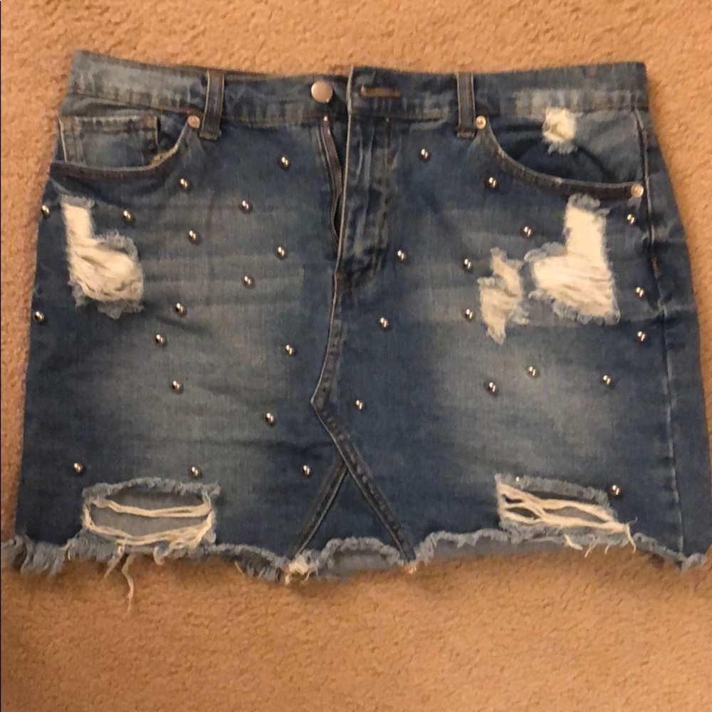 Studded Forever 21 Denim Skirt